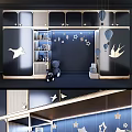 Elegant Modern Kids Room Decorative Cabinet With Star Balloon Bird And Storage Shelves