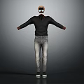Black Long Sleeve Shirt With Gray Jeans And Black Casual Shoes Outfit
