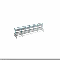 Industrial Conveyor Equipment With Metal Frame Blue Guardrails And Roller Structure
