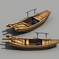 Three-and two-way wooden boat boat boating hand-painted wind game wind vehicle 3d model