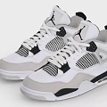 White and Black Jordan Sneakers with Gray Accents and Mesh Detailing