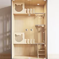 Creative Wooden Garden Decor With Cat Face Cutouts Shelves Ladder And Transparent Hemisphere