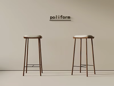 Antique Bar Chair Bar Stool High Stool 3d model