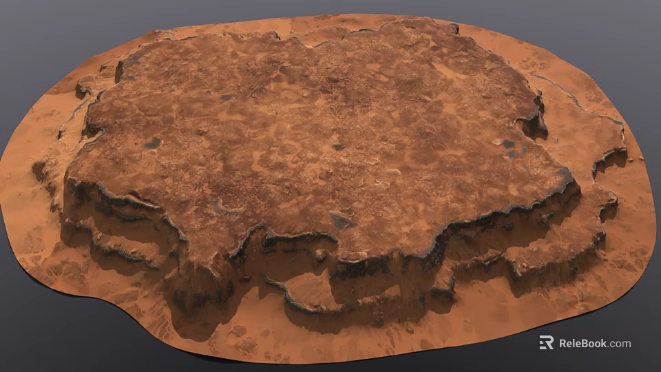 Mars Scenic Landscape With Red Sandy Terrain And Rugged Cliffs 3d model 