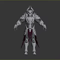Fantasy Warrior 3D Character With Detailed Armor Golden Accents And Purple Cape