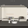 Cream Style Living Room Sofa Coffee Table Combination Sofa Stool Single Sofa Potted Hanging Picture 3d model
