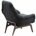 Modern Gray Fabric Leisure Chair With Pleated Backrest And Wooden Legs