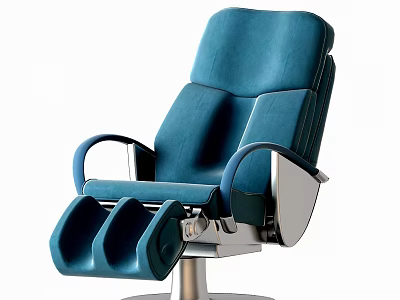 Modern Blue Massage Chair With Ergonomic Design Armrests Footrest And Swivel Metal Base 3d model