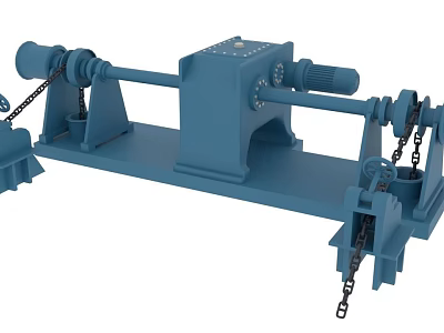 Blue Public Utility Mechanical Device With Chains Shafts And Base Structure 3d model
