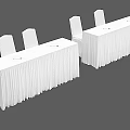 White Tablecloth Covered Long Tables With Three White Chairs Each And Simple Table Items 3d model
