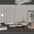 Modern Living Room Interior With White Sofa Brown Throw Blanket Coffee Table Floor Lamp Fireplace