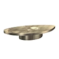 Round Metal Coffee Table With Intricate Carved Patterns And Artistic Detailed Design