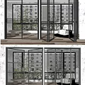 Modern Sliding Glass Doors With Metal Frames In Interior Viewing Building Exteriors
