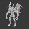 Mythical Demon Creature With Large Horns Bat Like Wings And Muscular Dark Body