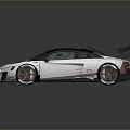 Racing Style Sports Car With Black Roof Large Rear Spoiler And Bronze Wheels