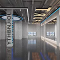 Modern Fitness Gym Interior Featuring Workout Equipment Ceiling Lights And Flooring Markings