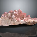 Pink Natural Stone with Mountain Like Spiked Structure on Black Background and Reflection 3d model