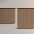 Brown Bamboo Blinds With Vertical And Grid Textures Wall Mounted Design 3d model