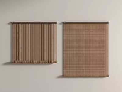 Brown Bamboo Blinds With Vertical And Grid Textures Wall Mounted Design 3d model