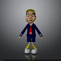 Cute 3D Cartoon Character With Yellow Cap Navy Blue Uniform And Red Tie