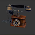 Vintage Telephone With Wooden Body Rotary Dial And Brass Components