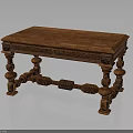 Classic Wooden Table With Carved Legs Drawer And Intricate Base Design