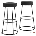 Stylish Black Bar Stools with Sturdy Metal Frame and Round Seat Design