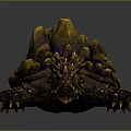 Close Up View Of Reptile With Spiked Shell And Brown Golden Textured Body