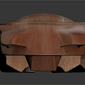 Wooden Bear Sculpture With Geometric Design And Smooth Polished Surface