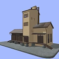 Traditional Style Multi Level Building With Tile Roof Windows And Tower Structure