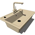 Modern Single Bowl Kitchen Sink With Beige Ceramic Finish And Faucet Design