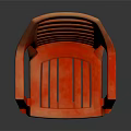 Orange Plastic Leisure Chair with Armrests and Striped Backrest for Indoor Outdoor Use