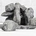 Stone And Wood Decorative Pile With Natural Textured Surfaces And Organic Forms
