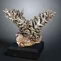 Artistic Silver Eagle Sculpture With Intricate Feather Details On Black Base 3d model