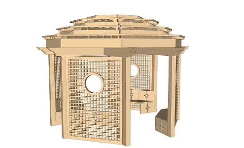 New Chinese-style Pavilion Wooden Pavilion Landscape Gallery Featured Pavilion 3d model