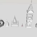 Various Tower Designs With Traditional Spires And Architectural Decorative Details