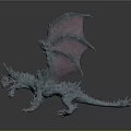Fierce Fantasy Dragon Game Movie Character With Pink Wings Sharp Claws Glowing Eyes
