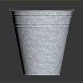 Galvanized Metal Bucket with Conical Shape and Ringed Design for Daily Use