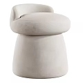 Elegant Upholstered Stool With Floral And Bird Pattern On Neutral Beige Fabric