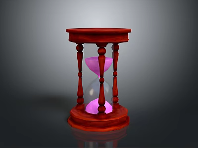 Red Wooden Hourglass Design With Pink Sand And Elegant Frame Structure 3d model