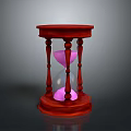 Red Wooden Hourglass Design With Pink Sand And Elegant Frame Structure