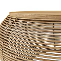 Stylish Round Coffee Table With Wooden Top And Woven Rattan Design For Living Room