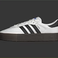 Comfortable White Low Top Sneakers With Black Stripes And Brown Sole