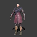 Medieval Fantasy Game Movie Character Wearing Purple Armor With Headscarf Arm Guards And Leg Greaves