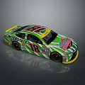Green And White NASCAR Race Car With Number 18 And Nationwide Sponsor Logos