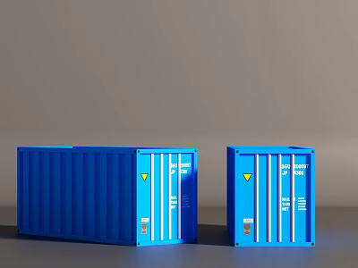 Modern Container Building Structure With Two Blue Shipping Containers Design 3d model