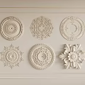 Gypsum lamp panel carved lamp panel chandelier base round lamp panel gypsum component 3d model