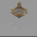 Ornate Gold And Black Mesh Chandelier With Circular Frame And Candle Shaped Holders