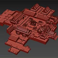Ancient Chinese Courtyard Architecture Model With Traditional Roofs And Tile Details