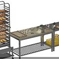 Stainless Steel Commercial Kitchen Baking Tools With Bread Rack Workbench Dough Bowls And Crates